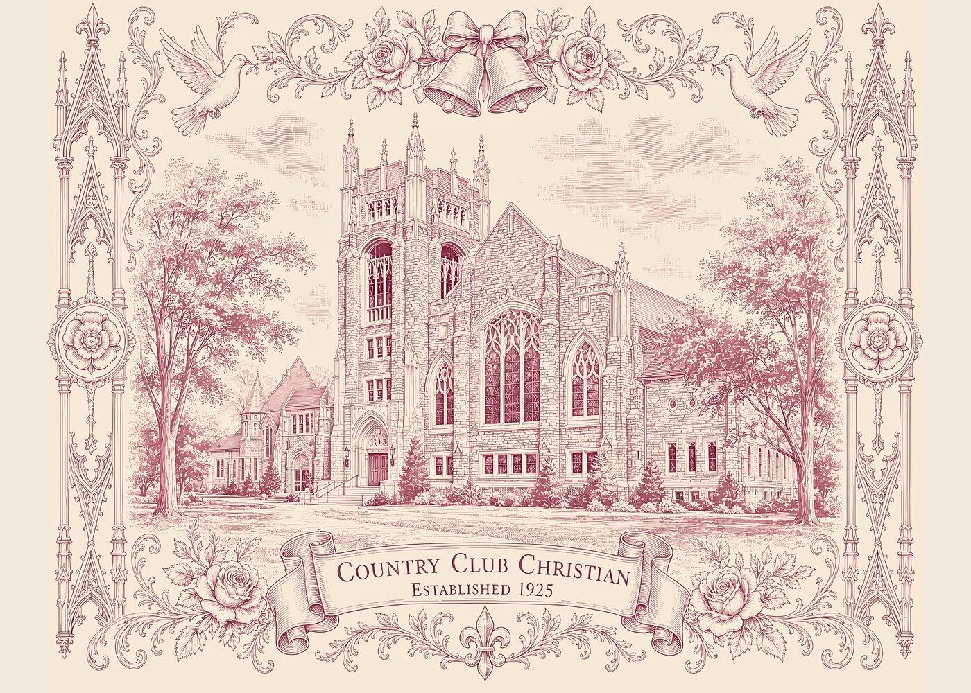 Country Club Christian Church — Toile de Ville Print